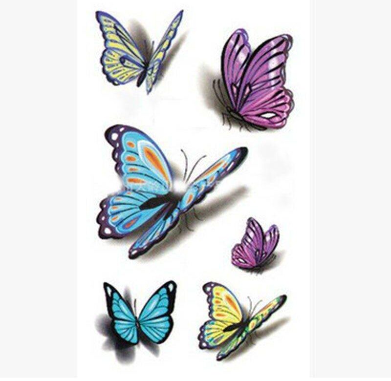 Dočasné tetování / falešné tetování – 3D motýlci (Mix barev)