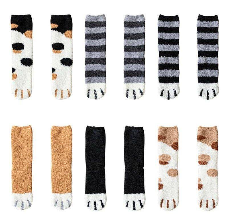 Teplé ponožky / kočičí ponožky, 1 pár – 6 barev