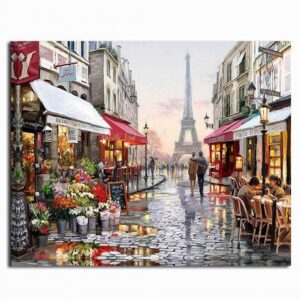 Malování podle čísel, 40×50 cm – obraz Paříž (Mix barev)