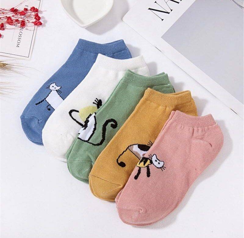 Veselé ponožky / ponožky s kočkou, 5 barev