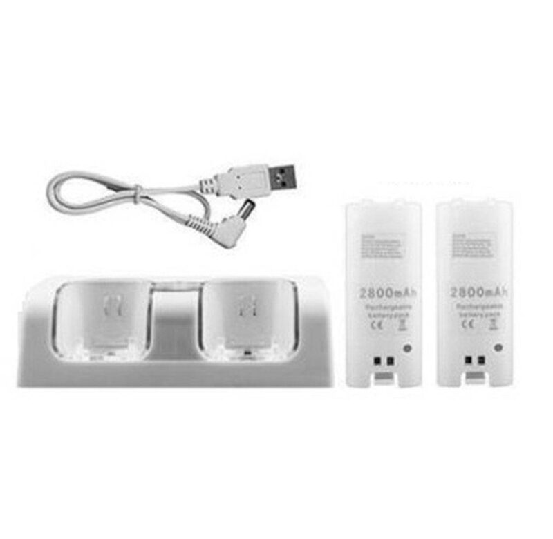 Nabíjecí stanice pro dva Wii ovladače + náhradní baterie oro Wii ovladač 2ks (Bílá)