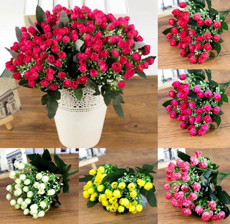 Umělá dekorační květina / umělá růže, 7 barev