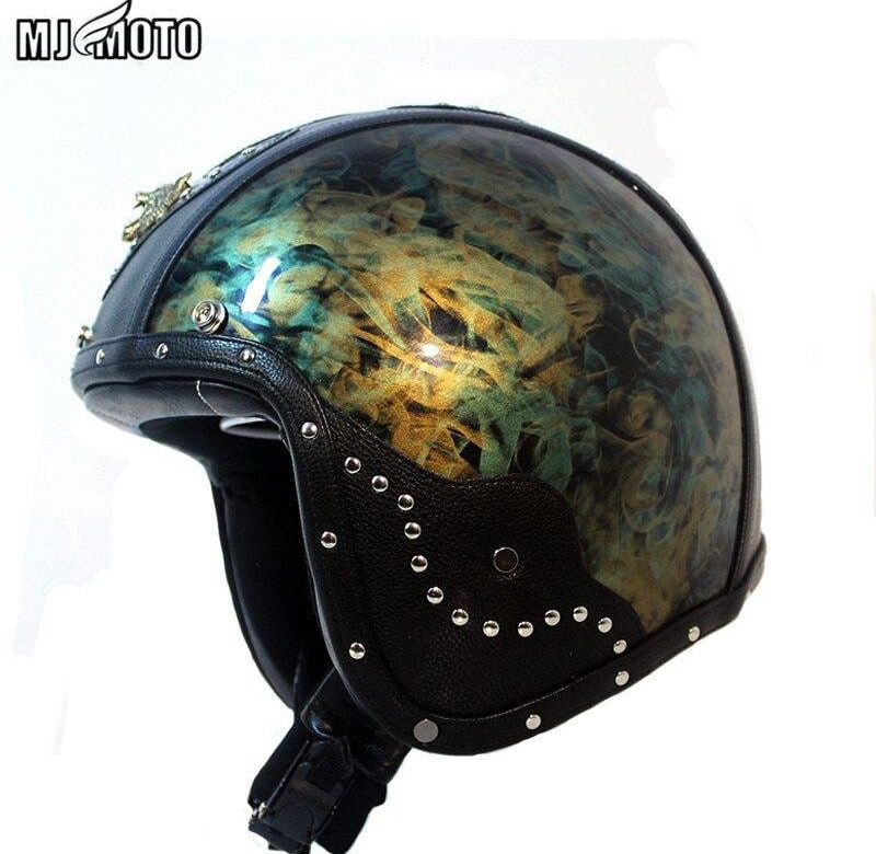 MJMOTO Vintage motorcycle helmet 3/4 open face helmet DOT approved half helmet Retro moto casco capacete motociclistas capacete