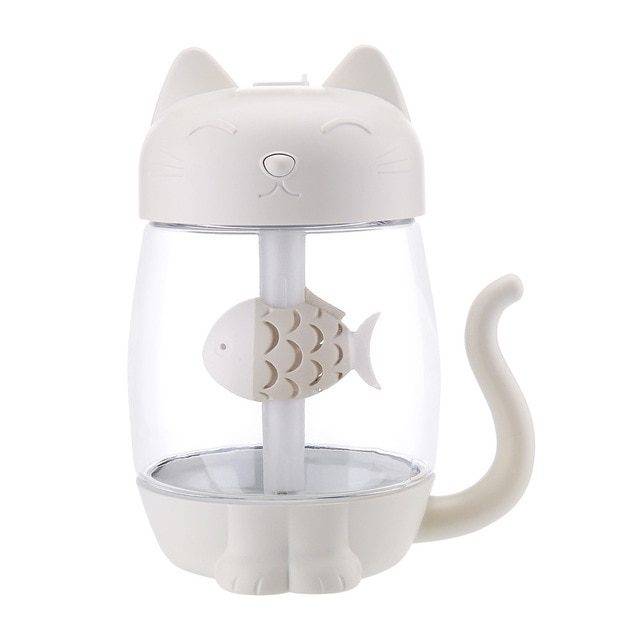 Podsvícený difuzér | aroma lampa | styl kočka | 3v1 - Bílá