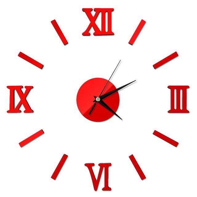 Nástěnné hodiny | nalepovací hodiny na zeď - 4 barvy - červená