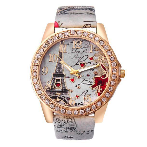 Dámské náramkové hodinky s Eiffelovkou - Šedá