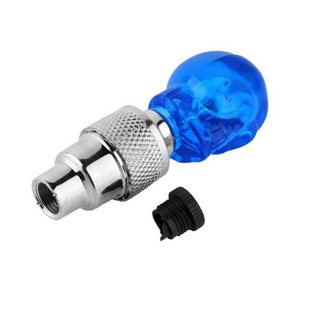 Svítící ventilek lebka - na kolo, auto... 1 ks, více barev - Modrá