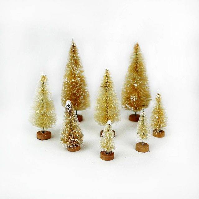 Malý vánoční stromeček | vánoční výzdoba, na stůl - 5 kusů - více variant - Béžová, 6.5cm
