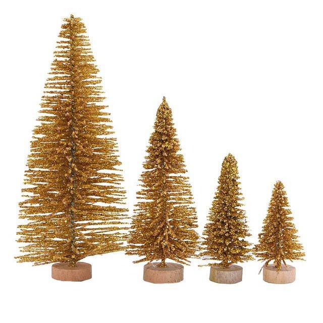 Malý vánoční stromeček | vánoční výzdoba, na stůl - 5 kusů - více variant - Zlato, 6.5cm