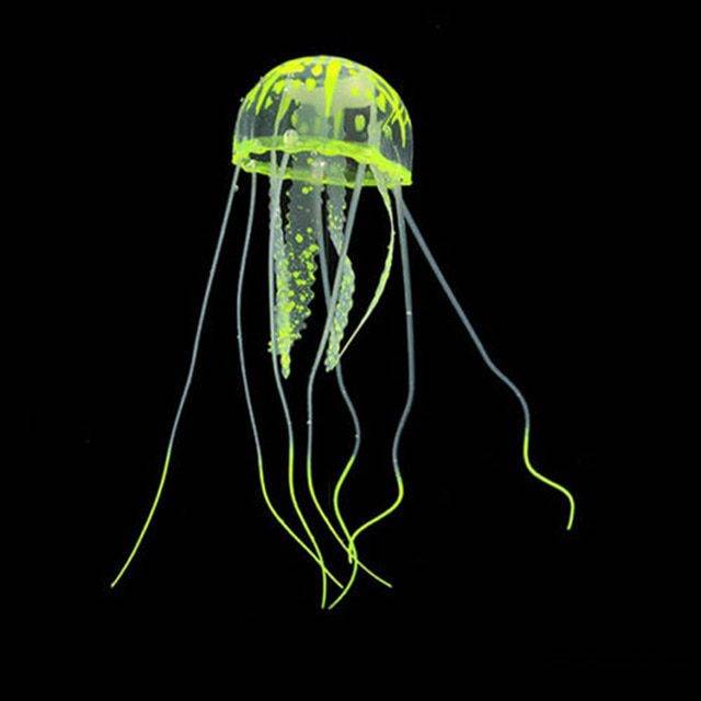 Medúza - dekorace do akvária - více barev - Žlutá, 5 x 15 cm