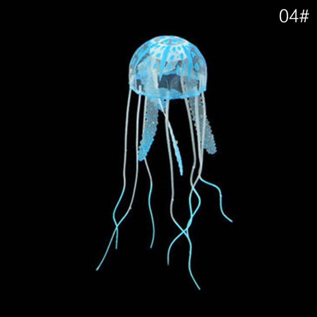 Medúza - dekorace do akvária - více barev - Modrá, 5 x 15 cm