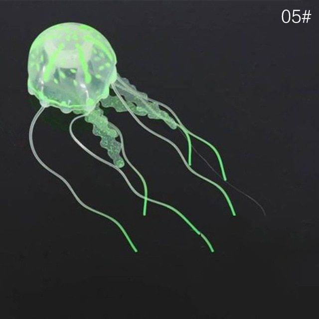Medúza - dekorace do akvária - více barev - Zelená, 5 x 15 cm