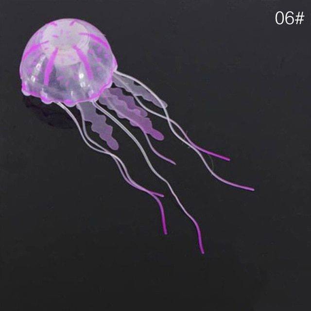 Medúza - dekorace do akvária - více barev - nachová, 5 x 15 cm
