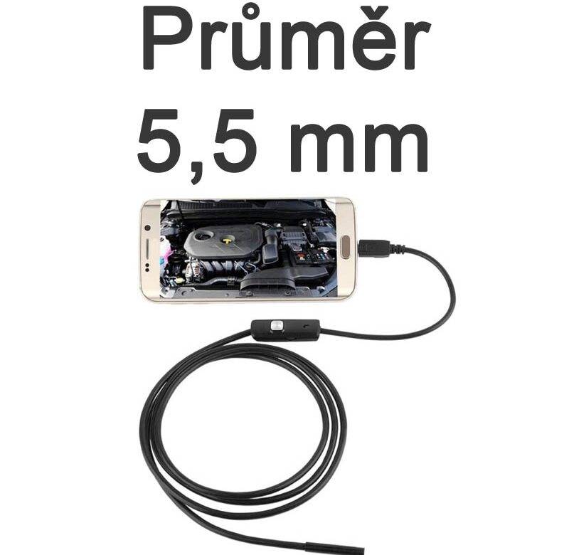Inspekční | Endoskopická vodotěsná kamera - pro mobil a PC, USB | micro USB, 1 - 5 m - 5.5mm, 1m