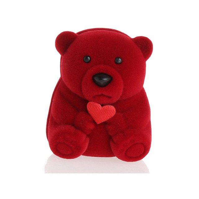 Dárková krabička na náušnice | krabička na prstýnek, styl medvídek - Červená