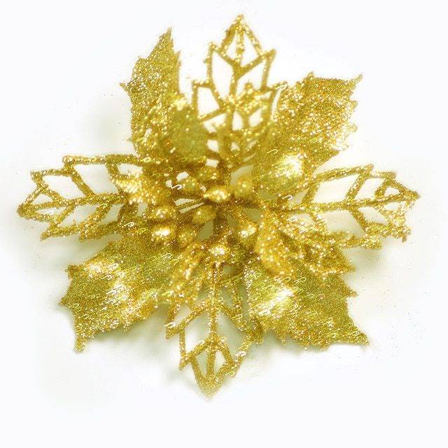 Dekorace na stromeček | vánoční ozdoba, styl vánoční hvězda - Zlatá