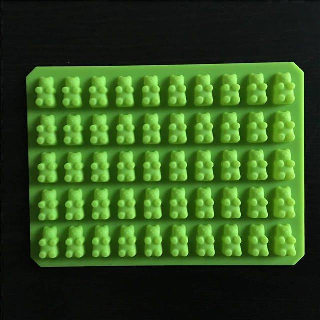 Silikonová forma na čokoládu | forma na pečení, styl gumoví medvídci - na 50 kusů - Zelená