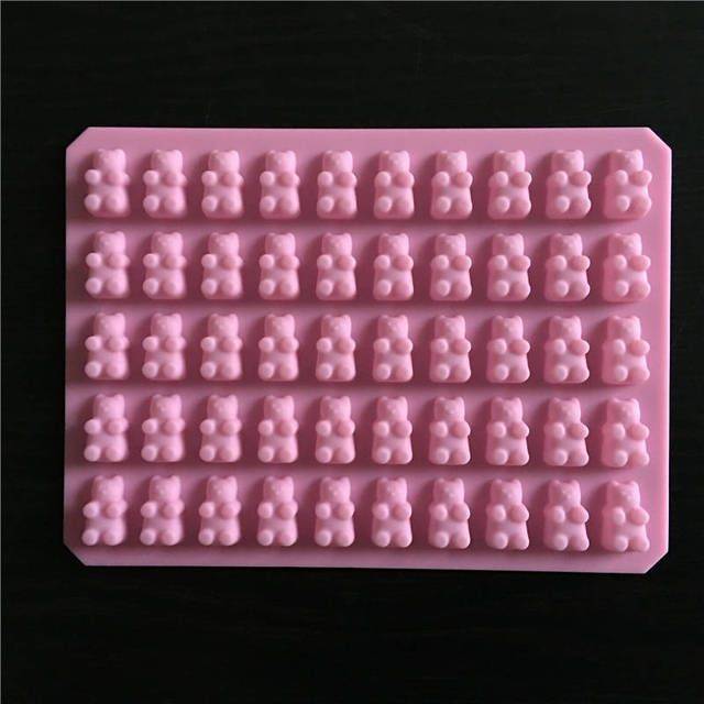 Silikonová forma na čokoládu | forma na pečení, styl gumoví medvídci - na 50 kusů - Růžová