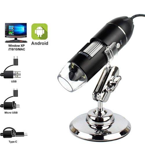 USB digitální Mikroskop pro PC a mobil - Mini držák 3v1, 1000X