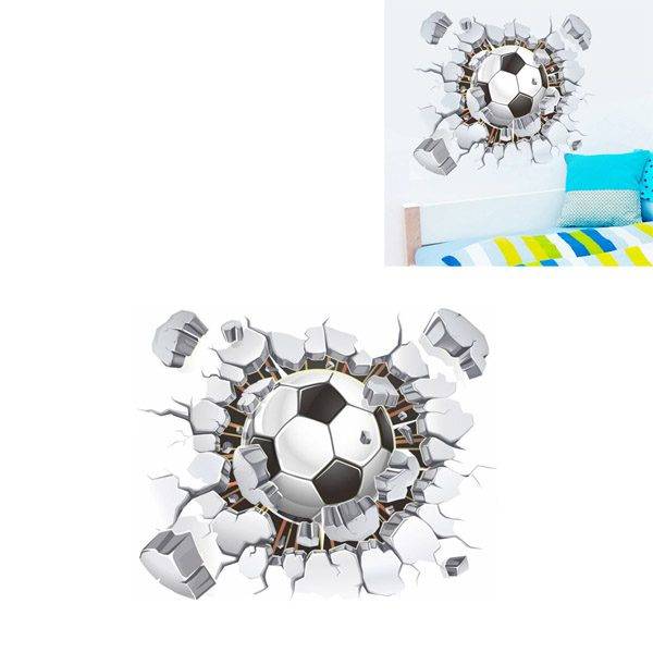 3D tapeta pro děti / nálepka na zeď, fotbalový míč – 40 x 50 cm