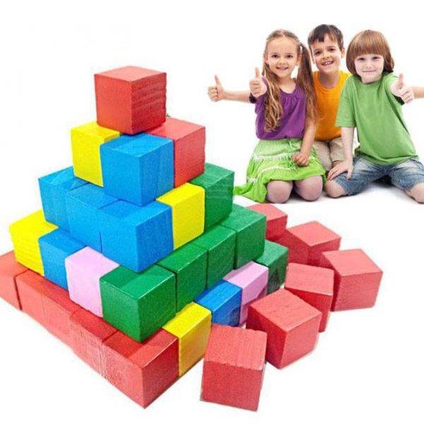 Dětské kostky | dřevěné kostky pro nejmenší, 20 ks – mix barev