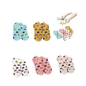 Kotníkové ponožky / veselé ponožky, styl kočičky, univerzální velikost – 5 barev