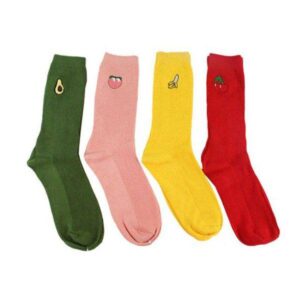 Vysoké ponožky / barevné ponožky, styl ovoce, univerzální velikost – 4 barvy
