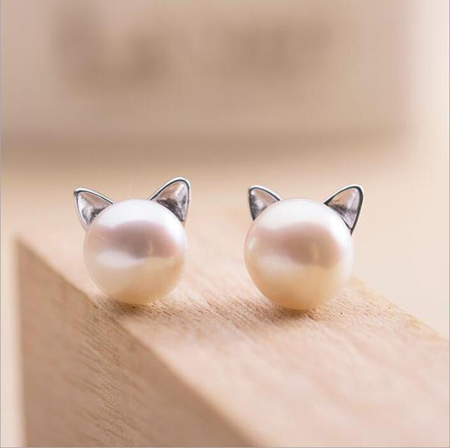 Originální náušnice | náušnice kočky, styl perla - 1 pár - Styl kočička 1