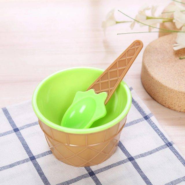 Miska na zmrzlinu | kelímek na zmrzlinu se lžičkou - Zelená