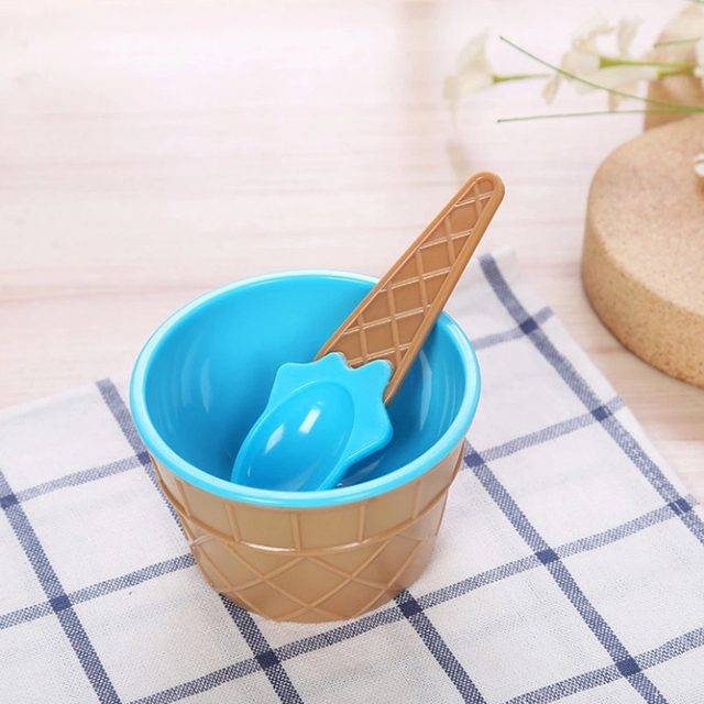 Miska na zmrzlinu | kelímek na zmrzlinu se lžičkou - Modrá