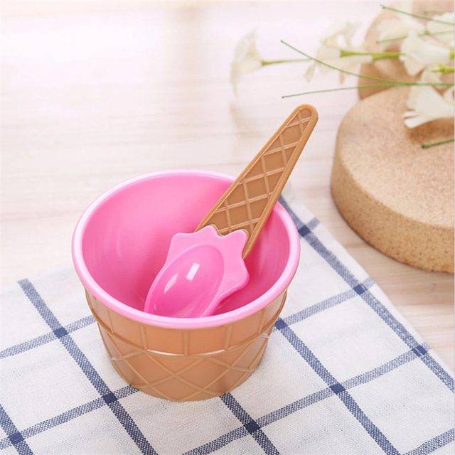 Miska na zmrzlinu | kelímek na zmrzlinu se lžičkou - Růžová