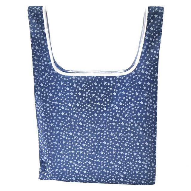 Skládací nákupní taška | ekologická taška na nákup - tmavě modrá s hvězdičkami