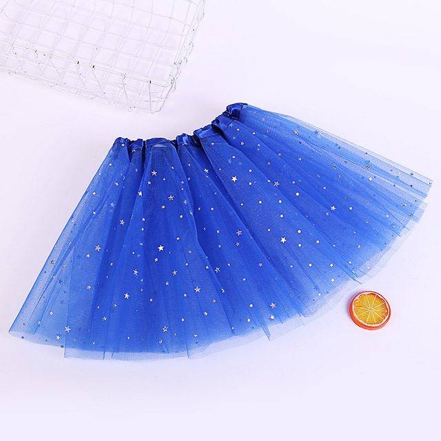 Dětská tylová sukně | tutu sukně s hvězdičkami, univerzální velikost - 6 barev - Modrá