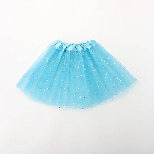 Dětská tylová sukně | tutu sukně s hvězdičkami, univerzální velikost - 6 barev - Světle modrá