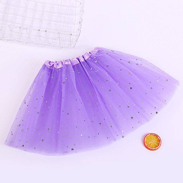 Dětská tylová sukně | tutu sukně s hvězdičkami, univerzální velikost - 6 barev - Světle fialová