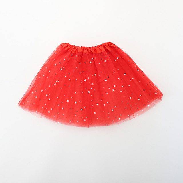 Dětská tylová sukně | tutu sukně s hvězdičkami, univerzální velikost - 6 barev - červená