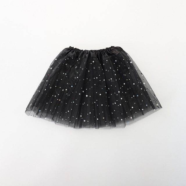 Dětská tylová sukně | tutu sukně s hvězdičkami, univerzální velikost - 6 barev - Černá