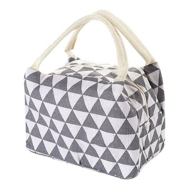 Termotaška se vzorem | taška na potraviny, styl trojúhelníky - šedá