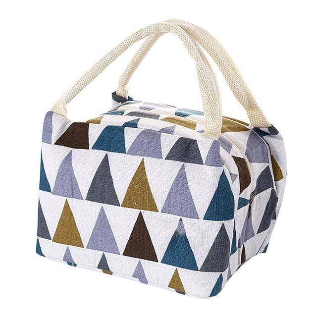 Termotaška se vzorem | taška na potraviny, styl trojúhelníky - Modrá