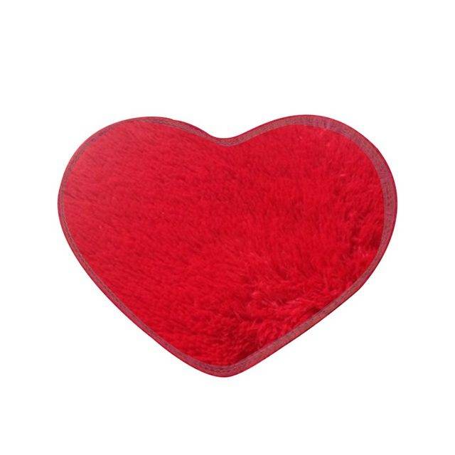 Koupelnová předložka | malý koberec srdce - červený, 40 x 50 cm