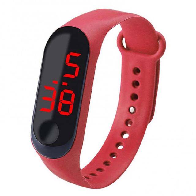 Silikonové sportovní hodinky | digitální hodinky, unisex - červené