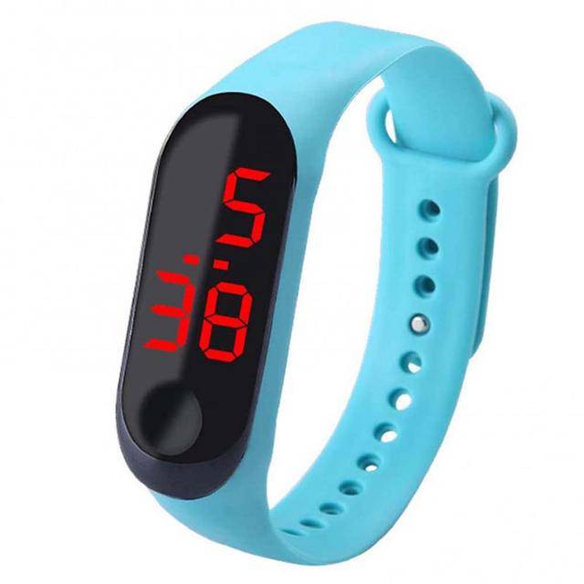 Silikonové sportovní hodinky | digitální hodinky, unisex - světle modré
