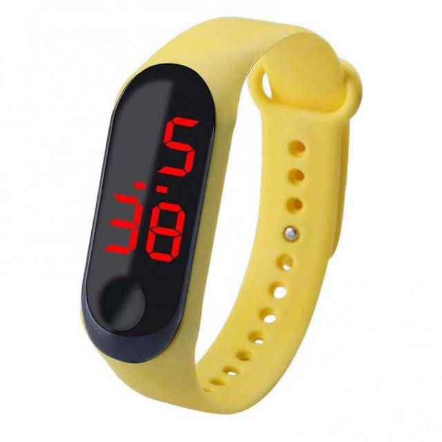 Silikonové sportovní hodinky | digitální hodinky, unisex - žluté