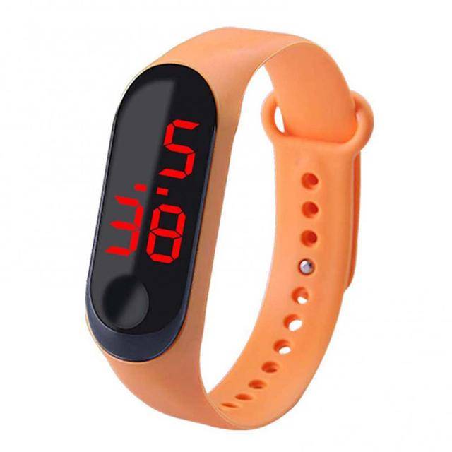 Silikonové sportovní hodinky | digitální hodinky, unisex - oranžové