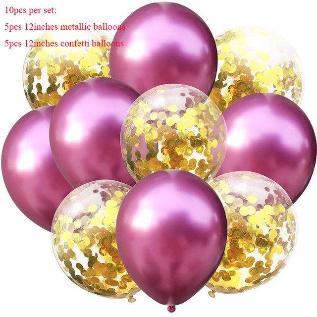 Balónky na párty | nafukovací balonky s konfetami - kovová zlatá růže
