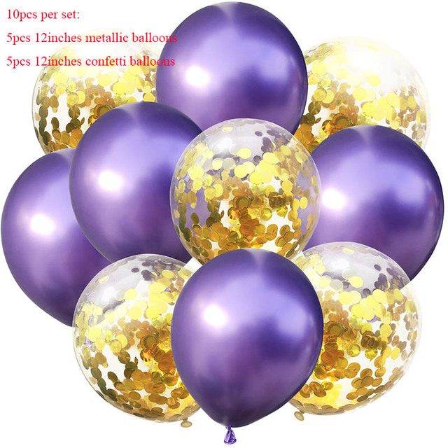Balónky na párty | nafukovací balonky s konfetami - kovový gole pruple
