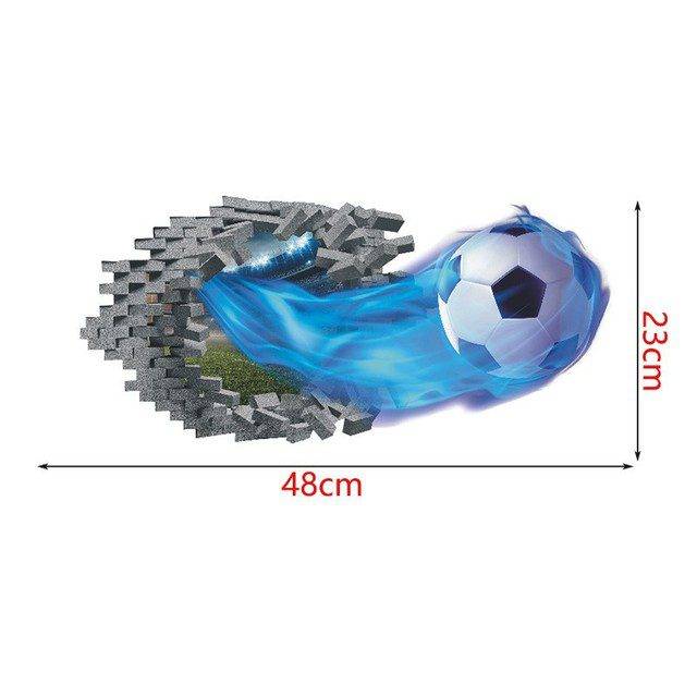 3D dětská tapeta | nálepka na zeď - Fotbalový míč proráží zeď