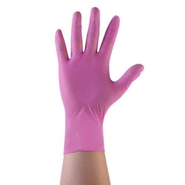 Gumové pracovní rukavice | jednorázové rukavice, 50 kusů - Růžová, M