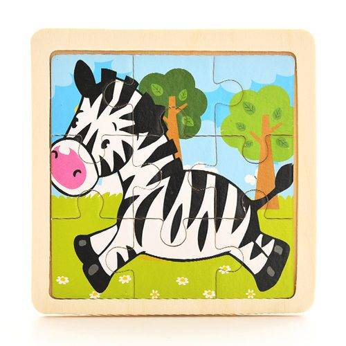 Dřevěné puzzle zvířátka | dřevěné skládačky - 11 x 11 cm - Zebra