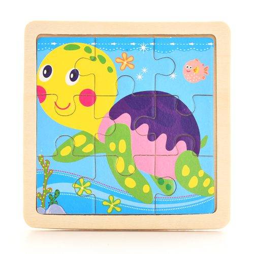 Dřevěné puzzle zvířátka | dřevěné skládačky - 11 x 11 cm - želva